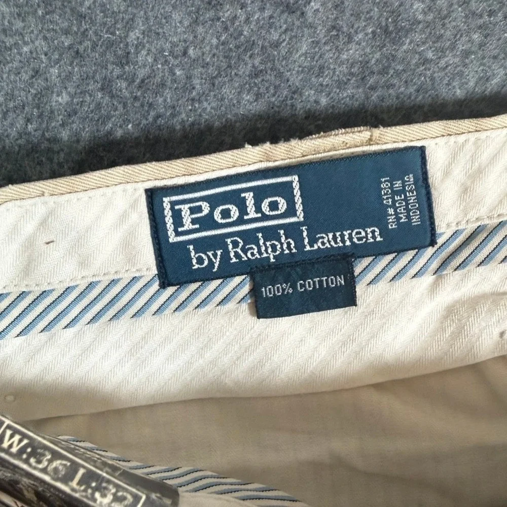 VTG Y2K Polo Ralph Lauren Straight Chino Pants Mens 36x32 Tan Cotton Khaki NWT